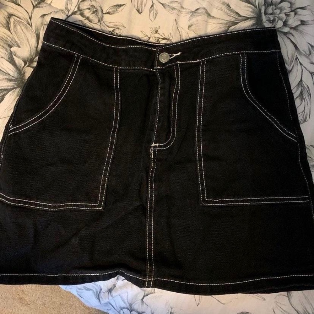 Black Mini Jean Skirt